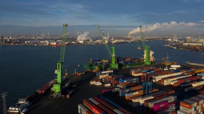 Aerial view of a port terminal