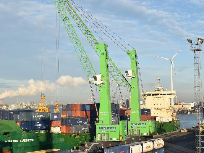 A ship being loaded on a terminal